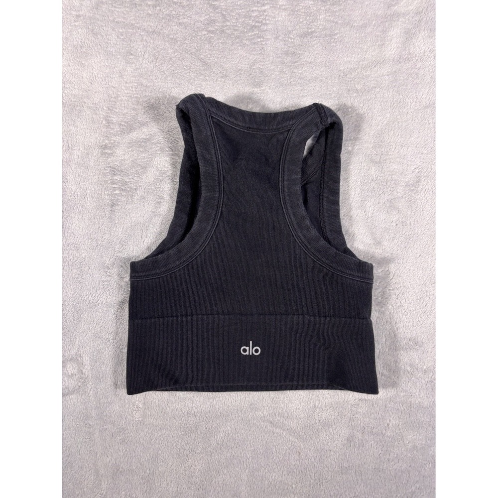 Alo Activewear Crop Tank Top Womens XS Black Sleeveless Ribbed Stretch